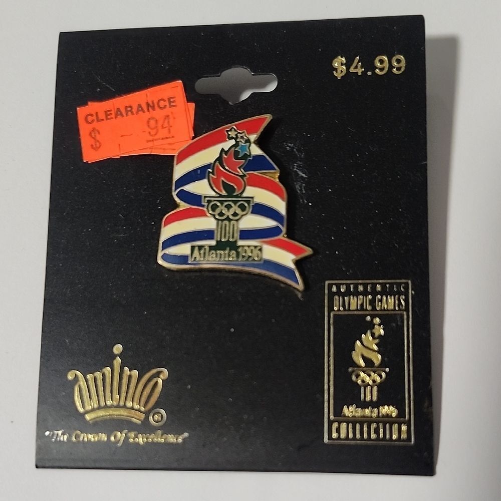 Aminco Atlanta 1996 Olympic Games Pin with Red, Blue, and Gold Accents